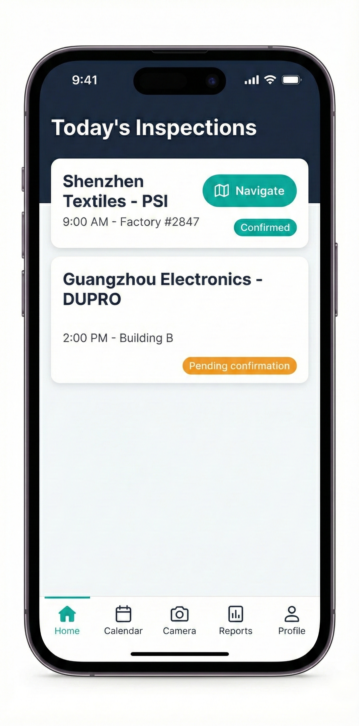ProcureOps mobile inspector app interface